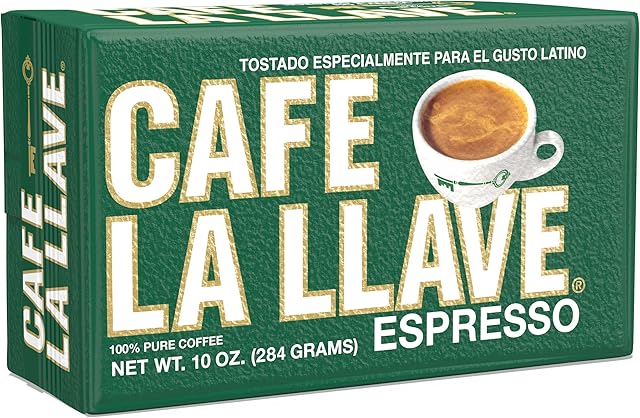 Cafe La Llave Dark Roast Ground Espresso Coffee, 10 oz Brick - Rich and Bold Cuban-Style Blend for Moka Pot, Espresso Machine, or Drip Coffee Maker - Strong, Aromatic Flavor