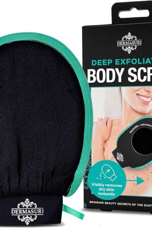 Dermasuri Deep Exfoliating Glove - Polishing Mitt Body Scrubber - Korean Skin Cleaner Exfoliator & Dead Skin Buffing Treatment - Keratosis Pilaris Scrub Remover- Shower Skincare (1 Pack)