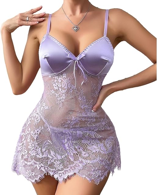Women Lingerie Nightwear Silk Lace Sleepwear Chemises Sexy Babydoll Nightgown Teddy Sleep Dress