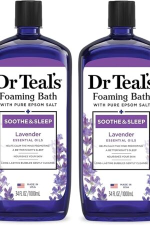 Dr Teal's Foaming Bath with Pure Epsom Salt, Soothe & Sleep with Lavender, 34 fl oz (Pack of 2)