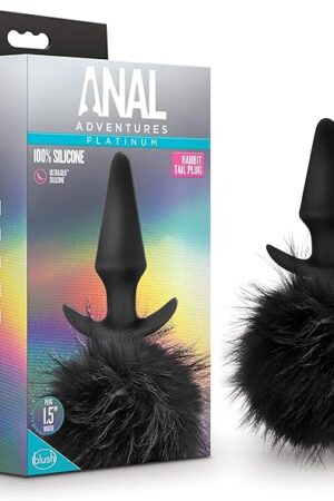 Blush Novelties Rabbit Tail Anal Plug - Platinum Cured Silicone Butt Plug - Faux Fur Bunny Tail for Roleplay - Ultrasilk Smooth Texture - Stayput Design for Secure Fit - Anal Sex Toy for Men & Women