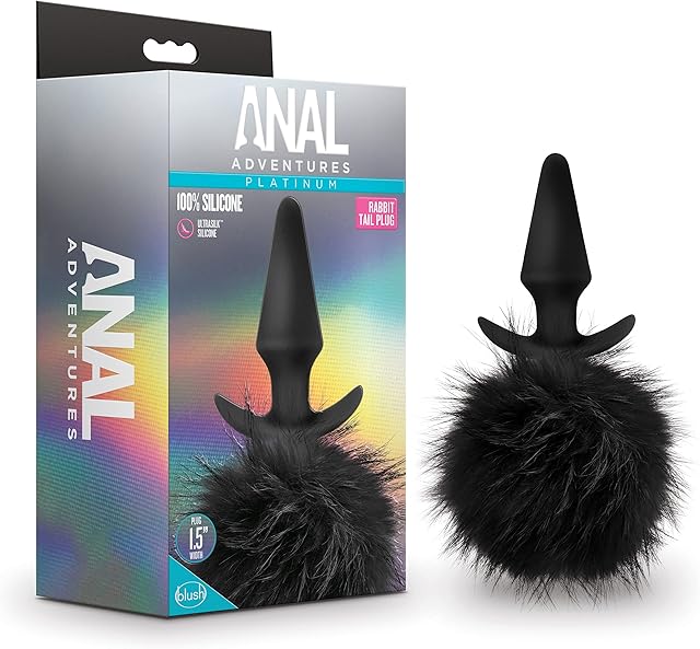 Blush Novelties Rabbit Tail Anal Plug - Platinum Cured Silicone Butt Plug - Faux Fur Bunny Tail for Roleplay - Ultrasilk Smooth Texture - Stayput Design for Secure Fit - Anal Sex Toy for Men & Women