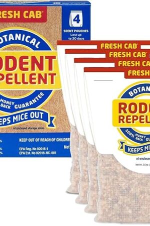 Fresh Cab Rodent Repellent - Botanical Pest Control for Indoor Use - Safe for Kids & Pets When Used As Directed - Made with Plant Fibers, Balsam Fir Essential Oil & Fragrance - 4-Pack