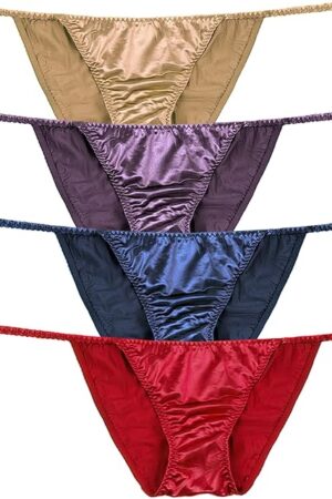 Womens Silky Sexy Satin Tangas Panties S - Plus Size Women Underwear Multi-Pack