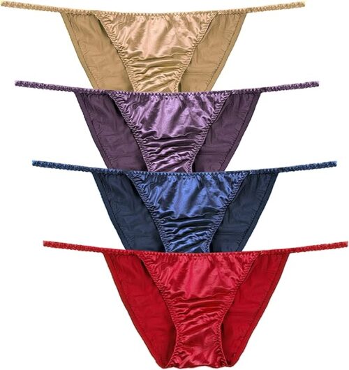 Womens Silky Sexy Satin Tangas Panties S - Plus Size Women Underwear Multi-Pack
