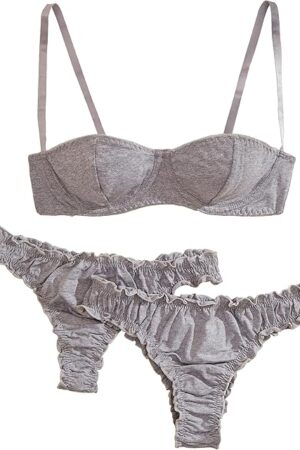 1/2 Cup Cotton Sexy Lingerie Bra and Panty Sets For Women Matching Bralette Sets 3 Piece