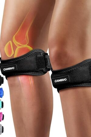 CAMBIVO 2 Pack Knee Braces for Women and Men, Patella Knee Support Strap, Basketball, Running, Hiking, Volleyball, Tennis, Squats