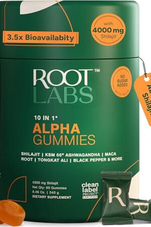 10-1 Alpha Gummies | 4000 mg Pure Himalayan Shilajit I KSM 66 Ashwagandha | Maca Root| Tongkat Ali |75% Fulvic Acid| No Sugar | GMO Free I Clean Lab Certified I 85+ Trace Minerals | 60 Pack