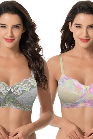Women's Plus Size Unlined Balconette Cotton Bra-2 or 3Pack