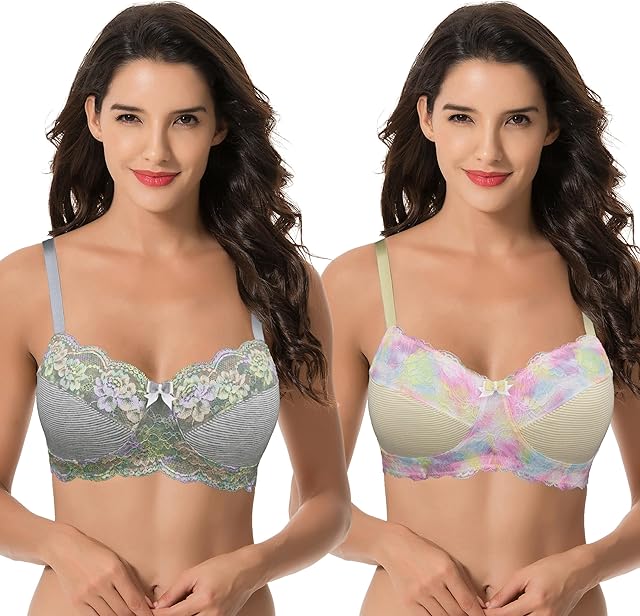 Women's Plus Size Unlined Balconette Cotton Bra-2 or 3Pack