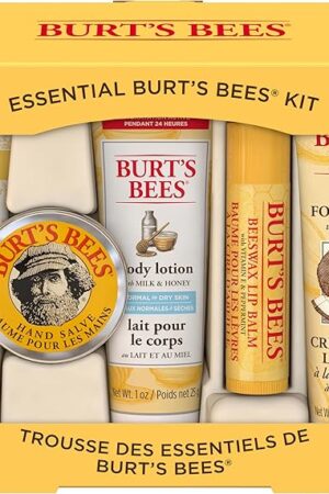 Burt's Bees Gifts Ideas - Essential Everyday Beauty Set, 5 Travel Size Products - Deep Cleansing Cream, Hand Salve, Body Lotion, Foot Cream and Lip Balm
