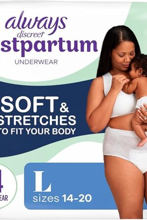 Always Discreet Postpartum and Adult Incontinence Underwear for Women, Large, Maximum Protection, 14 Count