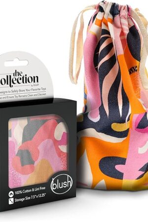 Blush Novelties Blush The Collection Cotton Toy Bag - Safe Storage for Adult Toys - Lint Free Drawstring Travel Bag - Machine Washable - Stores Large to Small Dildos, Vibrators, Strokers - Burst