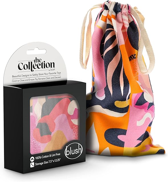 Blush Novelties Blush The Collection Cotton Toy Bag - Safe Storage for Adult Toys - Lint Free Drawstring Travel Bag - Machine Washable - Stores Large to Small Dildos, Vibrators, Strokers - Burst