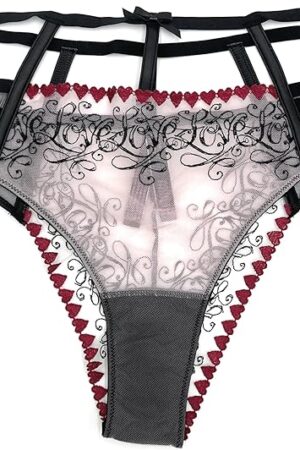 Women's Very Sexy Brazilian High Waist Strappy Panty Mesh Black Large