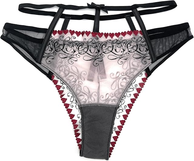 Women's Very Sexy Brazilian High Waist Strappy Panty Mesh Black Large