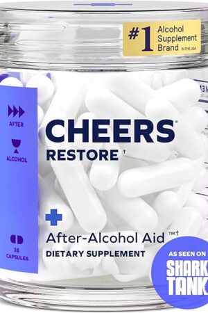 Cheers Restore | Supplement with DHM + L-Cysteine | Feel Better After Drinking & Support Your Liver | 12 Doses | Dihydromyricetin, Cysteine, Prickly Pear, B-Vitamins, Ginger