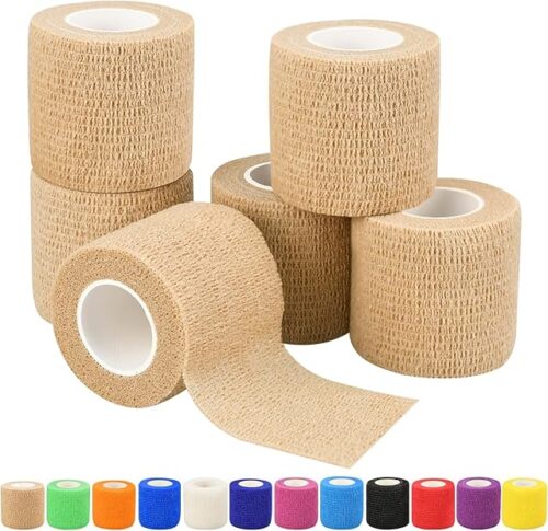 1"/2"/3"/4" Self Adhesive Bandage Wraps, 6/12/24/48 Pack Vet Wraps, 12 Colors to Choose, 5 Yard Self Adherent Wraps for Sports, Wrist, Ankle and Swelling