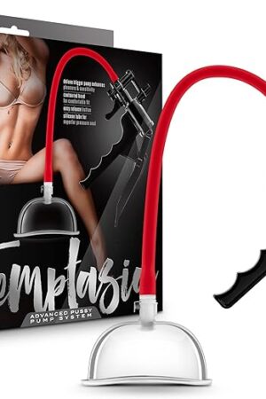 Blush Temptasia Pussy Pump - Advanced Clitoral & Vaginal Suction Toy for Women, Nterchange Compatible, Trigger Grip, Enhanced Sensation, UltraSilk Silicone, Easy Release Vulva Pumping System - (Black)
