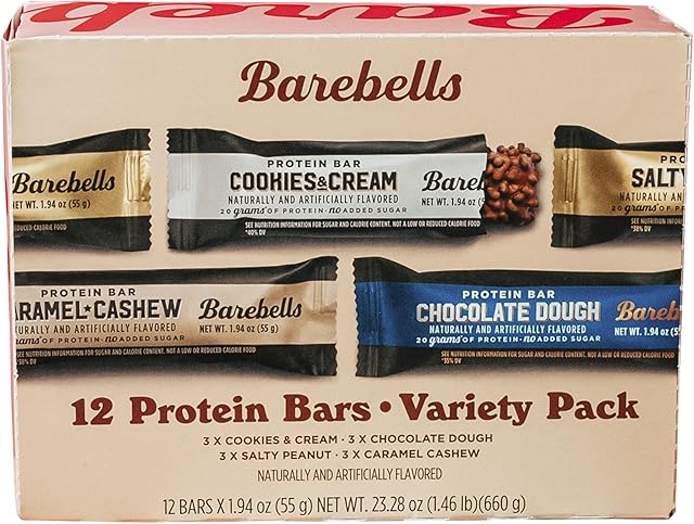 Barebells Protein Bars Variety Pack - 12 Count, 19oz Bars - Protein Snacks with 20g of High Protein - Chocolate Protein Bar with 1g of Total Sugars - Perfect on The Go Protein Snack & Breakfast Bars