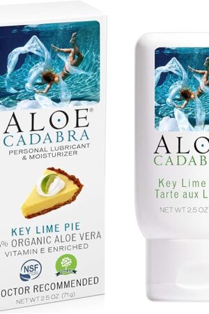Aloe Cadabra Flavored Personal Lubricant and Vaginal Moisturizer, Organic Edible Aloe Lube for Men, Women, and Couples, Non-Staining, pH Balanced, Toy Compatible (Key Lime Pie, 2.5 Ounces, 1 Pack)