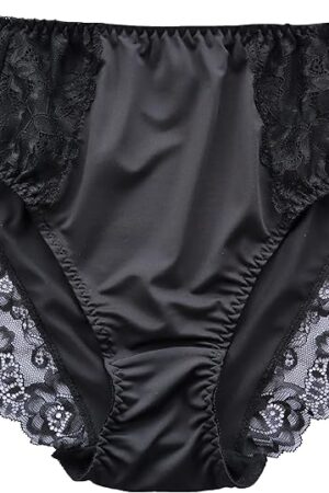 Women's Plus Size Briefs Hi Cut Full Brief Panty Lace Trimmed Milk Protein Fiber Underwear