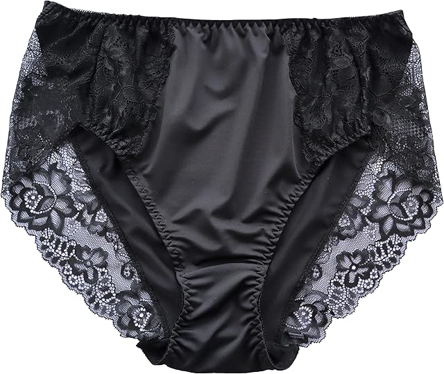 Women's Plus Size Briefs Hi Cut Full Brief Panty Lace Trimmed Milk Protein Fiber Underwear