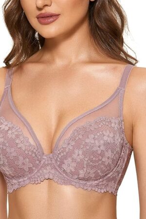 Women's Full Coverage Minimizer Lightly Lined Bra Lace Plus Size Underwire