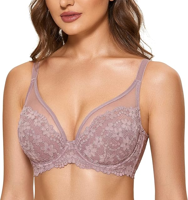 Women's Full Coverage Minimizer Lightly Lined Bra Lace Plus Size Underwire