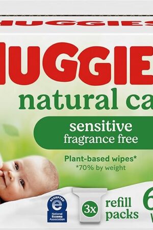 Huggies Natural Care Sensitive Baby Wipes, Hypoallergenic, 99% Purified Water, 3 Refill Packs (624 Wipes Total)