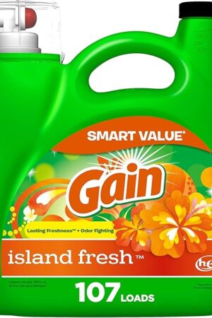 Gain + Aroma Boost Liquid Laundry Detergent, Island Fresh Scent, 107 Loads, 154 fl oz, HE Compatible