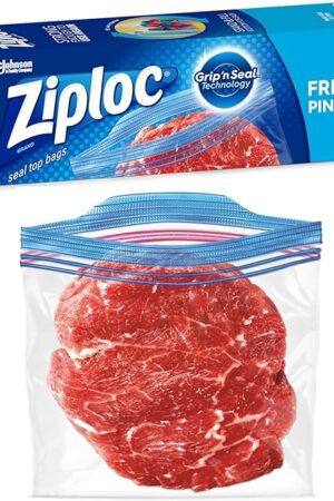 Ziploc Pint Food Storage Freezer Bags, Grip 'n Seal Technology for Easier Grip, Open, and Close, 20 Count