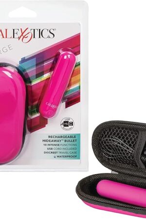 CalExotics Rechargeable Hideaway Bullet Vibrator, 10-Function Rechargeable Vibrating Massager with Travel Case - Pink SE-0062-30-2