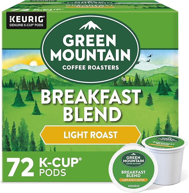 Green Mountain Coffee Roasters Breakfast Blend Single-Serve Keurig K-Cup Pods, Light Roast Coffee, 72 Count