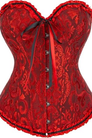 Womens Lace Up Corset Top Overbust Body Shaper Bustier Corsets for Women