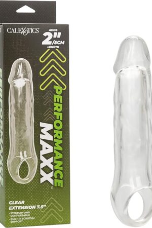 CalExotics Performance Maxx Clear Extension, Penis Sleeve with Solid Ultra-Soft 2 Inch add-ed Head 75 Inch