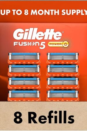 Gillette Fusion5 Power Razor Blades for Men, 5-Blade Razor Refills, 8 Count
