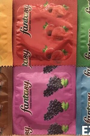 Fantasy Flavored Condoms Pack 12 Condoms : variety of flavors such as VANILLA, STRAWBERRY, MINT, GRAPE, CHOCOLATE, and BANANA [The Random Fun That You Will Not Know Until You Have Used]