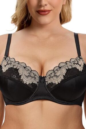 Women's Sexy Lace Bra Mesh Underwired Full Coverage Shelf Bra Unlined