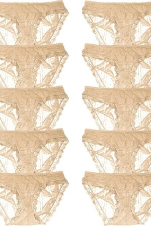 Women's 10 Pack Soft & Stretchy Cheeky Lace Bikini Underwear | Lace Panties