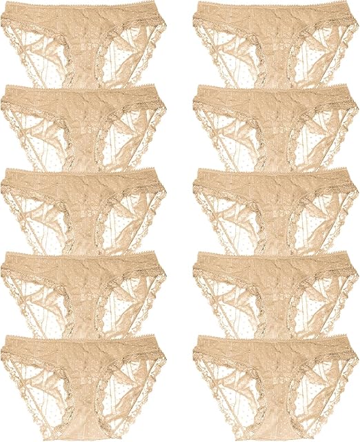 Women's 10 Pack Soft & Stretchy Cheeky Lace Bikini Underwear | Lace Panties