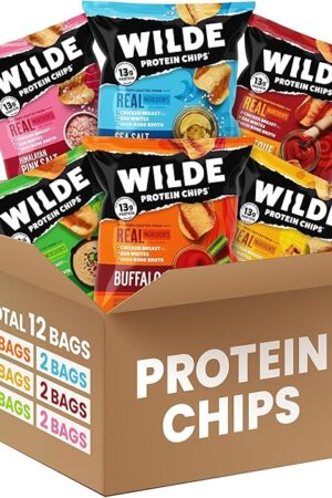 WILDE Protein Chips Variety Pack, High Protein Snacks for Adults, Keto Chips, Gluten Free, Low Carb Snack Box Made with Real Ingredients 134oz Bags, Pack of 12