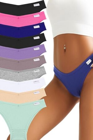 Womens Cotton Underwear Sexy Stretch Bikini Panties Low Rise Hipster Ladies Soft V-Waist Cheeky