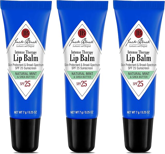 Jack Black Intense Therapy Lip Balm - Jack Black Lip Balm SPF 25 Sunscreen, SPF Lip Balm for Chapped Lips, Lip Sunscreen, Lip SPF, Lip Moisturizer for Dry Lips, Lip Balm with SPF, Lip Protection