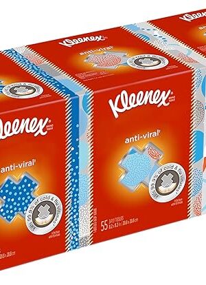 Kleenex Professional Anti-Viral Facial Tissue, Bulk (21286), 3-Ply, White, Upright Cube Boxed Format, Designed for Business (55 Tissues/Box, 3 Boxes)
