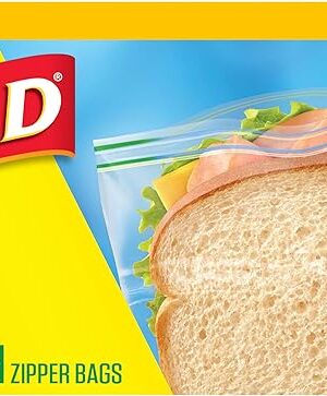 Glad Zipper Food Storage Sandwich Bags, 100 Count (Packaging May Vary)