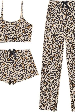 Womens Pajamas Set 3 Piece Sexy Cami Shorts and Pjs Pants Sleepwear Soft Lounge Set