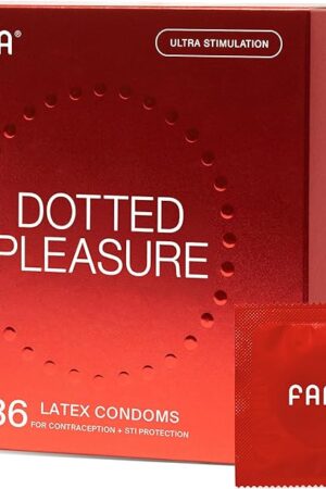 FAMA Dotted Condoms for Men,Extra Sensitive Lubricated Latex Condoms,Textured for Comfort,Man Condoms212-Inch/54 mm Diameter(36 Count (Pack of 1))