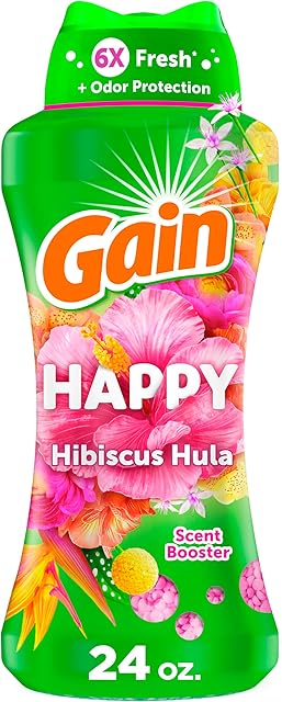 Gain Scent Booster Beads, In-Wash Laundry Scent Beads for Long-Lasting Freshness and Odor Protection, Happy Scent for an Enhanced Laundry Experience, 24 Oz (Packaging May Vary)