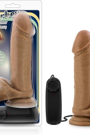 Blush Novelties Coverboy - Soccer Champ - Vibrating 8 Inch Realistic Dildo - Suction Cup Base Harness Compatible - Twist Dial Remote Controlled Adjustable Multi Speed Vibes